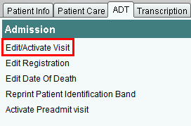 Edit/Activate Visit