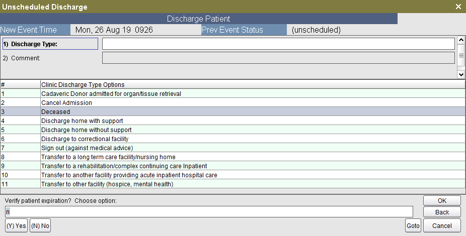 Deceased - Verify patient expiration