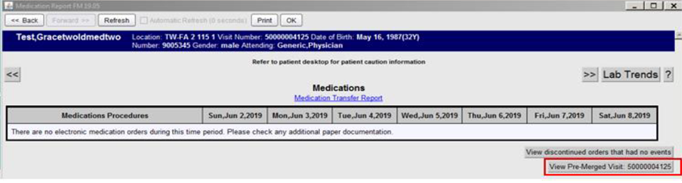 View Pre-Merged Visit button
