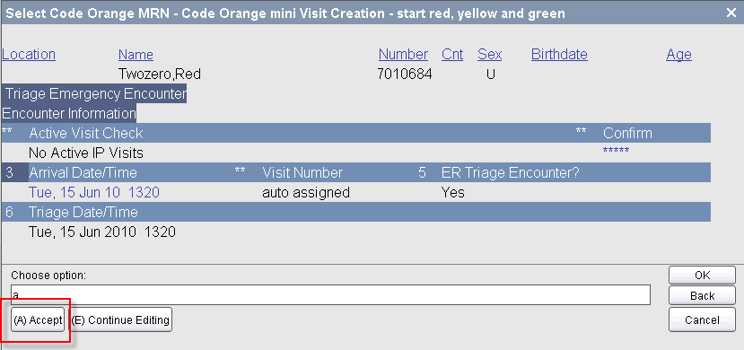 Accept Encounter Information