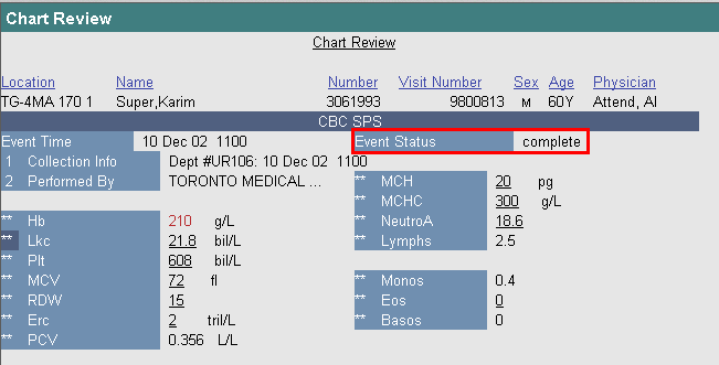 Event Status field