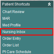 Patient Shortcuts - Nursing Inbox