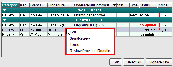 Right click options