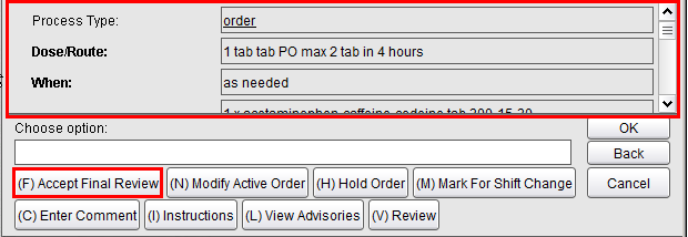 Accept Final Review option