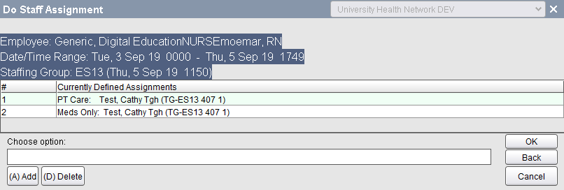 Currently Defined Assignments