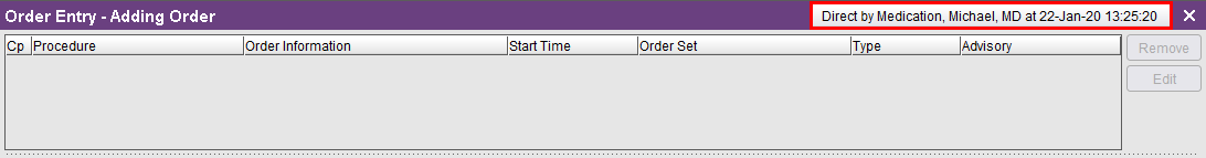 Direct order entry by prescriber
