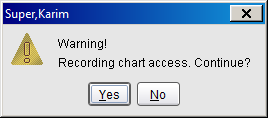 Recording chart access warning