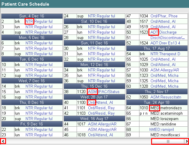 Patient Care Schedule