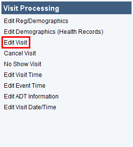 Visit Processing options of OP Reg role