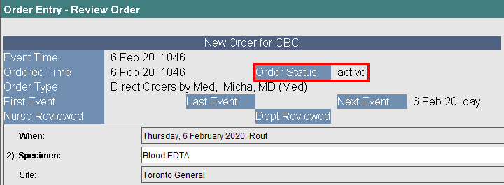 Order Status field