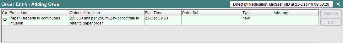 Order Preview area with out of scope medication