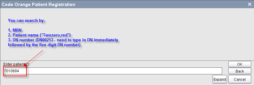 Enter patient ID