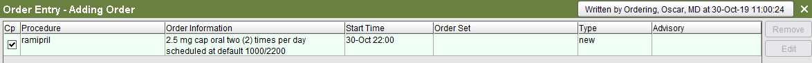 Order Entry - Adding Order