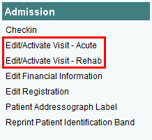 Admission options of Ward Clerk role